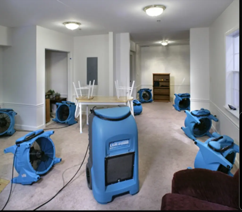 Air movers and dehumidifier setup for Water Extraction & Removal in Lakeland Highlands